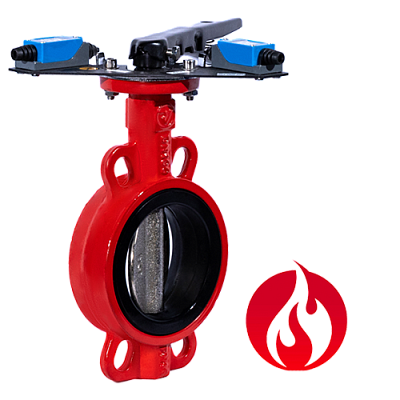 Затвор дисковый межфланцевый Ridval RVB 01 DN200, корп чугун, диск чугун,с УКП о/з.IP64 КРАСНЫЙ