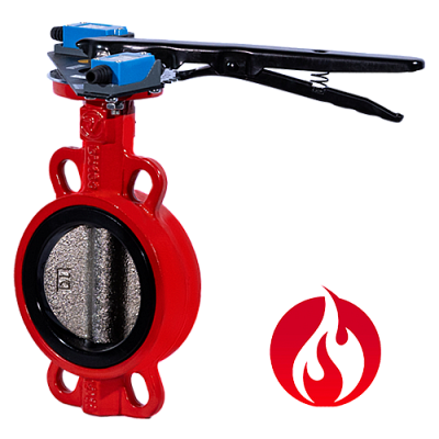 Затвор дисковый межфланцевый Ridval RVB 01 DN200, корп чугун, диск чугун,с УКП о/з.IP64 КРАСНЫЙ